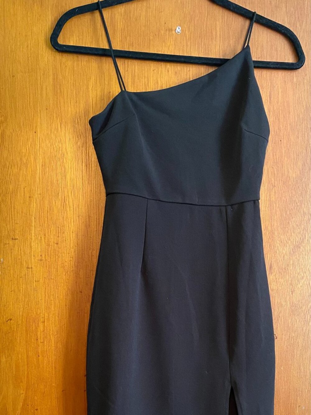 Princess Polly size 4 Black Aero Asymmetrical One Shoulder Midi Sheath Dress
